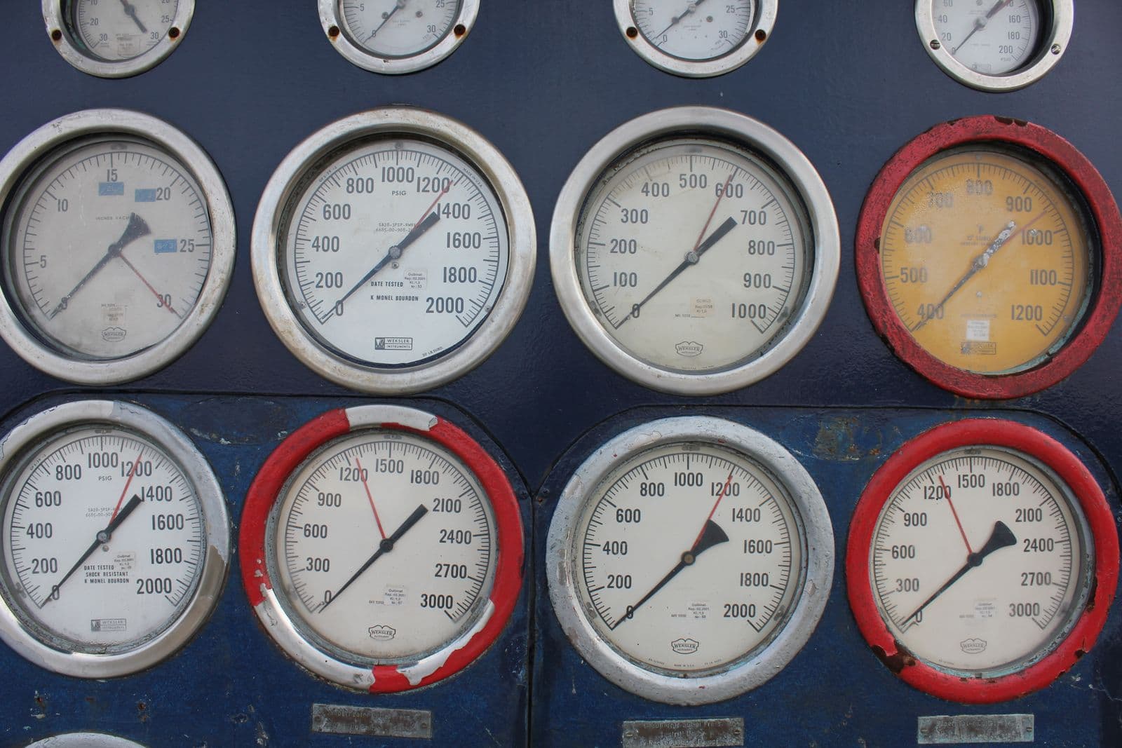 Instrumentation and gauges inspected during a plant audit.