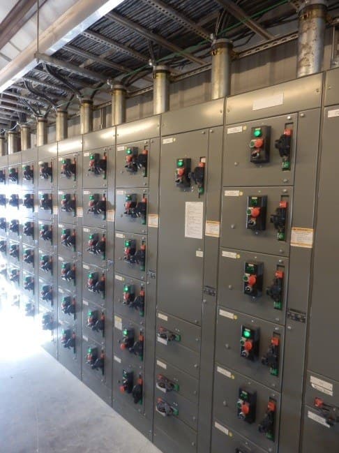 A lineup of motor control center sections.